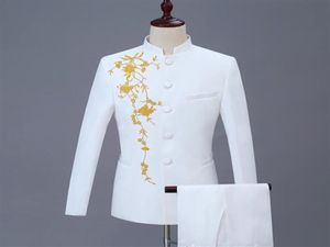 Blazer män broderi formell klänning senaste kappa byxa design äktenskap kostym män terno masculino byxa bröllop kostymer män039s whi8912040