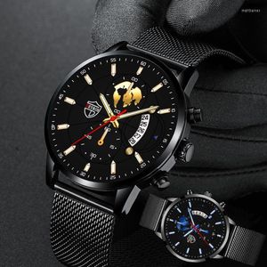 Armbandsur 2023 Utsökt klocka för män mode elegant varumärke manlig rostfritt stål affärsguld kvarts casual klockor mens relogio 192c