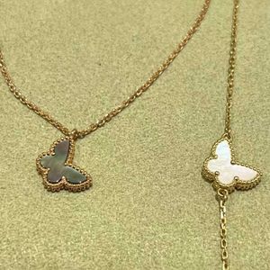 Charm Brilliant Jewelry Van necklace Clover Butterfly Natural White High Plated True Gold KRFU