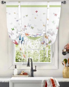 Curtain Butterfly Watercolor Animal Window For Living Room Home Decor Blinds Drapes Kitchen Tie-up Short Curtains