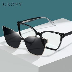 Ceofy Women Fashion Glasses Frame Sun Clip On Big Face Myopia Prescription Optical Eyelasses Frame Fashion Eyewear 240528
