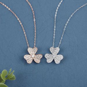 Van Necklace Classic Charm Design for lovers S925 pure silver simple full diamond Petal Flower light luxury sweet fashion love MOFJ