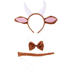 Bandanas Animal Headband Costume Ears Goat Tail Cosplay Set Ear Halloween Cattle Headbands Plushhorns Tie Party Cute Props Accessories 2836