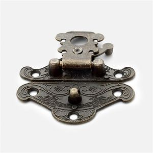 2PC Antique Bronze Hasp Hasp Mini Szafka Kluczowy styl vintage Dekorowany mosiężna biżuteria drewniana pudełko hak dekoracyjny sprzęt