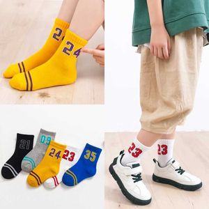 Kids Socks Childrens Sports Tube Socks Boys Cotton Spring Autumn Sweat Socks Primary School Students Digital Tide Socks 2-12 Years d240528