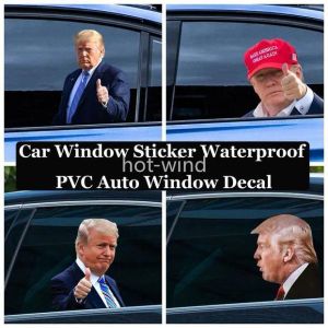 2025 seçim Trump Çıkartmaları Araba Çıkartmaları Komik Banner Bayraklar Sol Sağ Pencere Peel Suya Geçirmez PVC Çıkartma Parti Malzemeleri