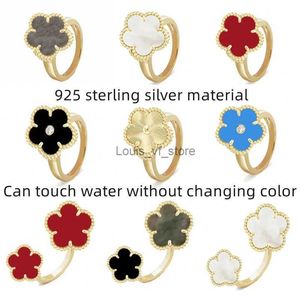 Band Rings Rings Classic Fashion Hot Selling 925 Pure Silver Flower Ring Natural Green Agate Exquisite High Quality Anniversary Wedding H240528