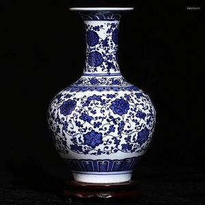 Vazo jingdezhen seramik vazo mavi ve beyaz porselen antika ev mobilya odası klasik el sanatları Çin dekore