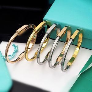 Fashion Designer Lock U-shape Diamond Bracelet silver rose gold Stainless steel Bangle Bracelets for women luxury jewelry with dust bag Kidg