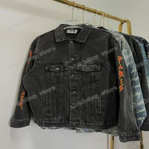 xinxinbuy men designer coats jacket denim jacquard destrawed destroy paris long sleeve women black khaki white xs-l 226a