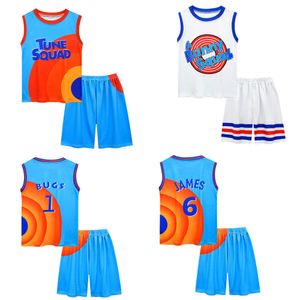 Jungen Mädchen Space Jam 2 Jersey -Kleidung Tune Squad Basketball Cosplay Weste Shorts Tracksuit Uniform Sportanzug Kinder Kleidung L2405