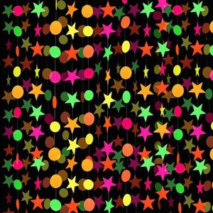 Stentieri Streners Colla Colla Collabro Fluorescente Garland Round Stars Blacklight Glow Party Decor Happy Birthday Banner Forniture Decorazione del matrimonio D240528