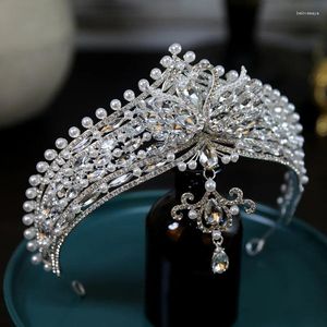 Hair Clips Princess Tiaras For Women Wedding Accessories Crystal Pearl Fairy Bride Crown Tiara Prom Birthday Party Jewelry Headpieces
