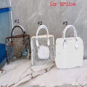 Transparenta Plastic Women Brand Designers Handväskor Crossbody Bags Purse Tote Bag 2st Set 5992 218w