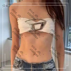 Diesl Designer Deisel Tops Diesel Stylish and Sexy Ultra Short One Line Collar BH For Women's Summer New Fashion Metal Letter Graphic Harajuku Streetwear 9535 754