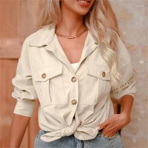 Frauenjacken Ankunft verkaufen solide Farbe Cord -Cord -Doppelpocke Single Breaced Casual Jacket täglich Modekleidung Top