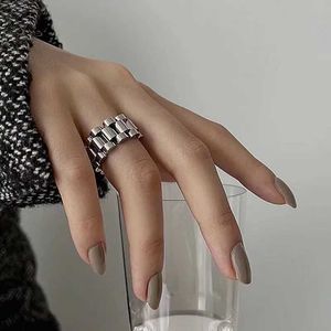 Pierścienie Klasyczne Tytanium stalowa opaska Women Pierścień nowy trend złoty łańcuch gruby pierścień Pierście