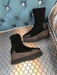 FASHIONVILLE 2019120503 3440 blacknudeorange strech platform short boots wedge fashion comfortable 8cm6109999