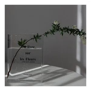 Vazolar Akrilik Clear Kitap Vazo Çiçek Düzenlemesi İçin Sevimli Kitaplık Dekoru Eşsiz Sevgililer