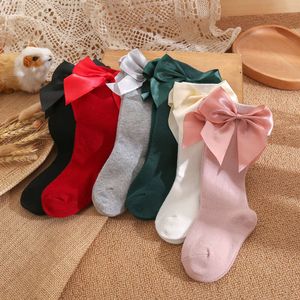 5PCS Christmas Girl Newborn Children Big Bow Socks Kids Knee High Toddler Infant Cotton Stocking Baby Stuff Boy Clothes