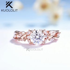 Kuololit Ring für Frauen Soild 18K 14K Runde Gold 1CT 2CT Marquise Branch Engagement Weihnachtsgeschenke 240507