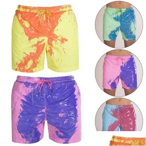 Mens Shorts Designer Swim Touch Water Color Changing Quick Dry Discoloration Surfing Male Cool Swimwear Trunks Beach Bathing Drop Deli Otwn9