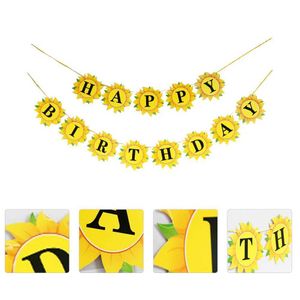 Banners Streamers Confetti HAPPY BIRTHDAY Garland Sunflower Banner Party Decoration Creative Paper Bunting Banner Birthday Party Decoration d240528