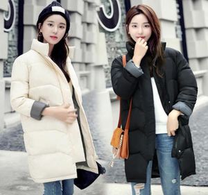 Women039s Down Parkas Winter Women Parka Pink Kawaii Bubble Coat Slim Solid Puffer Jacket Womens Coats Thick Long Black6136291