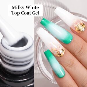 Bozlin Milky White Top Coat Gel do żelowego lakieru do paznokci 7,5 ml Rosyjskie samopoziomujące nagi kolor zanurzone na pół stały żel UV