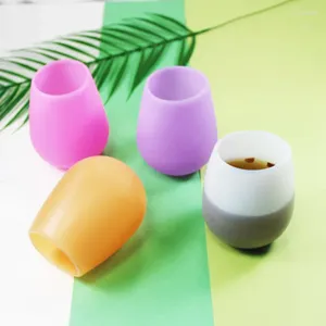 Mugs Simple Silicone Wine Glass Creative Daily Solid Color Bubble Tea Cup Outdoor Portable Beer Bar