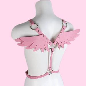 Belts Leather Harness Women Pink Waist Sword Belt Angel Wings Punk Gothic Clothes Rave Outfit Party Jewelry Gifts Kawaii Accessories 274A
