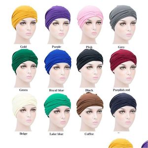 Czapki do czapki/czaszki Kobiet dziewczyna solidny kolor elastyczny scl rak chemo kapelusz szalik turban głowa głowa pielęgnacja włosów pieprza upuszczenie dostawy mody ac dhr3n