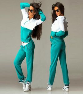 Nowe kobiety aktywne set dracki bluzy bluzy +spodni sportowy garnitur 2 sztuki Zestawy do joggingu Sur Femme ubrania za darmo3986604