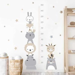 Wall Decor Cartoon Baby Height Measurement Lion Animals Wall Sticker Stars Vinyl Children Nursery Art Decals for Kids Room Home Decoration d240528