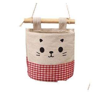 Other Home Storage & Organization Cute Cotton Linen Hanging Organiser Wall Mounted Wardrobe Closet Organizer Cosmetic Toys Bag Sundrie Dhmhg