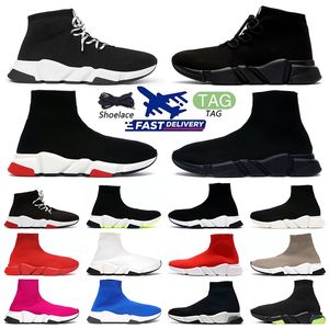 Luxury Sock Shoes Designer Shoes Casual Shoes Women Mens Shoes All White Black Red Clear Sole Lace-Up Tennis Chaussure Mens Trainers Sneakers