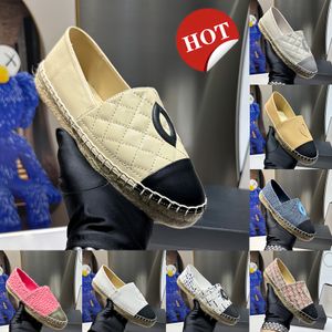 New designer shoes Classic Espadrillers Loafers Fisherman dress shoe White Black Quilted Khaki Leather Pink Tweed luxury summer flat sandals women slippers