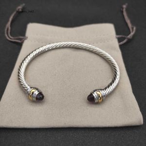 Vintage designer bangle DY classic cable pearl twisted cable wire designer jewelry bracelet luxury bracelets diamond high quality ornament