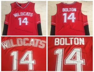 Mens Zac Efron Troy Bolton 14 East High School Wildcats Red Basketball Jerseys Home Vintage Stitched Shirts SXXL4281927