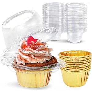 Gift Wrap 10 Pcs Plastic Individual Cupcake Containers Clear Boxes Disposable Holders With Lid Compartment Muffin Carrier