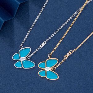 Populär överraskning vanhalsbandsgåvor smycken för nytt blå fjäril halsband naturlig ljus lyx z7n4