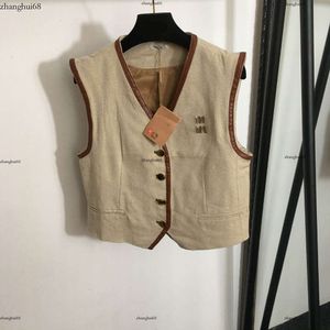 デザイナージャケット女性ブランドレディースサマンコートファッション刺繍文字ステッカーロゴレディースVネックベストジャケット5月27日