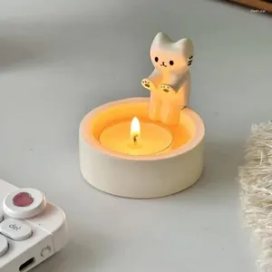 Candle Holders Cartoon Kitten Holder Cute Warming Paws Tea Light Originality Resin Candlestick Home Decoration Lover Gifts