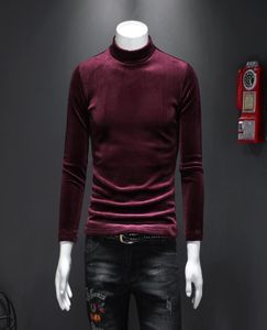 2022 Vinter Men039s toppar varma och tjocka långsleeved tshirt Men039s fördubblar fleece stretch Turtleneck Slim Bottoming S9250453