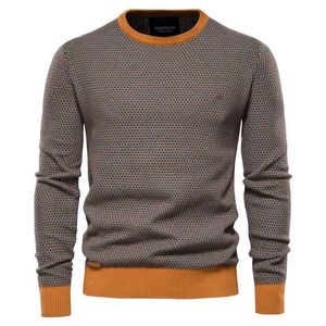 Męskie swetry męskie sweter męskie okrągły szyja kolor bawełniany dzianina moda swobodna szczupła sprężyna i jesienna męska Sweter Q240527