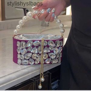 Кристаллические вечерние вечерние мешки для женского роскошного дизайнера жемчужной сумочка алмаз водяной металлический кошелек свадьба H240528