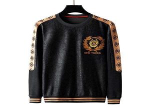 Men039s Hoodies Sweatshirts 2021 Autumn And Winter Dark Jacquard Crew Neck Long Sleeve Sweater Stitching Webbing Large Size K8008872