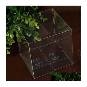 Gift Wrap 50Pcs Clear Casket Pvc Storage Boxes Birthday Baby Shower Wedding Party Favor Holder 8Cm Candy Cake Case Top Quality Drop Dhzup