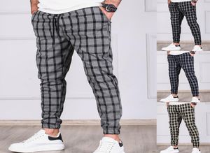 Streetwear Plaid Striped Elastyczne spodnie talia spodni joggingowe Spodnie Casual Jogger Sweats1477556