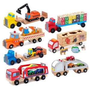 Diecast Model Cars Transporte Veículos de construção veículos de construção escavadeiras grandes caminhões cognitivos carros de madeira modelos de táxis carros de brinquedo Childrens Gifts S54